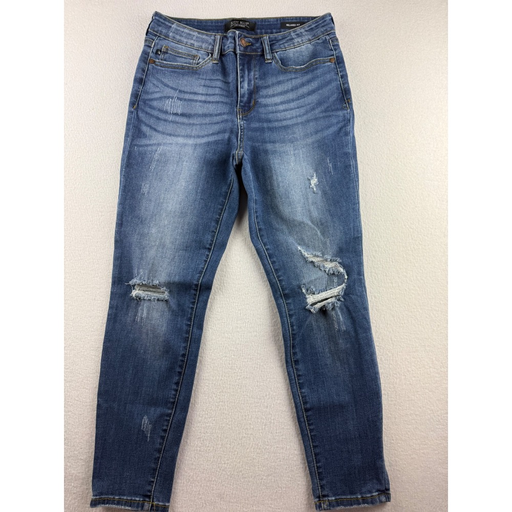 Judy Blue Relaxed Fit Distressed Skinny Jeans Medium Wash Size 30β JB88271 DK